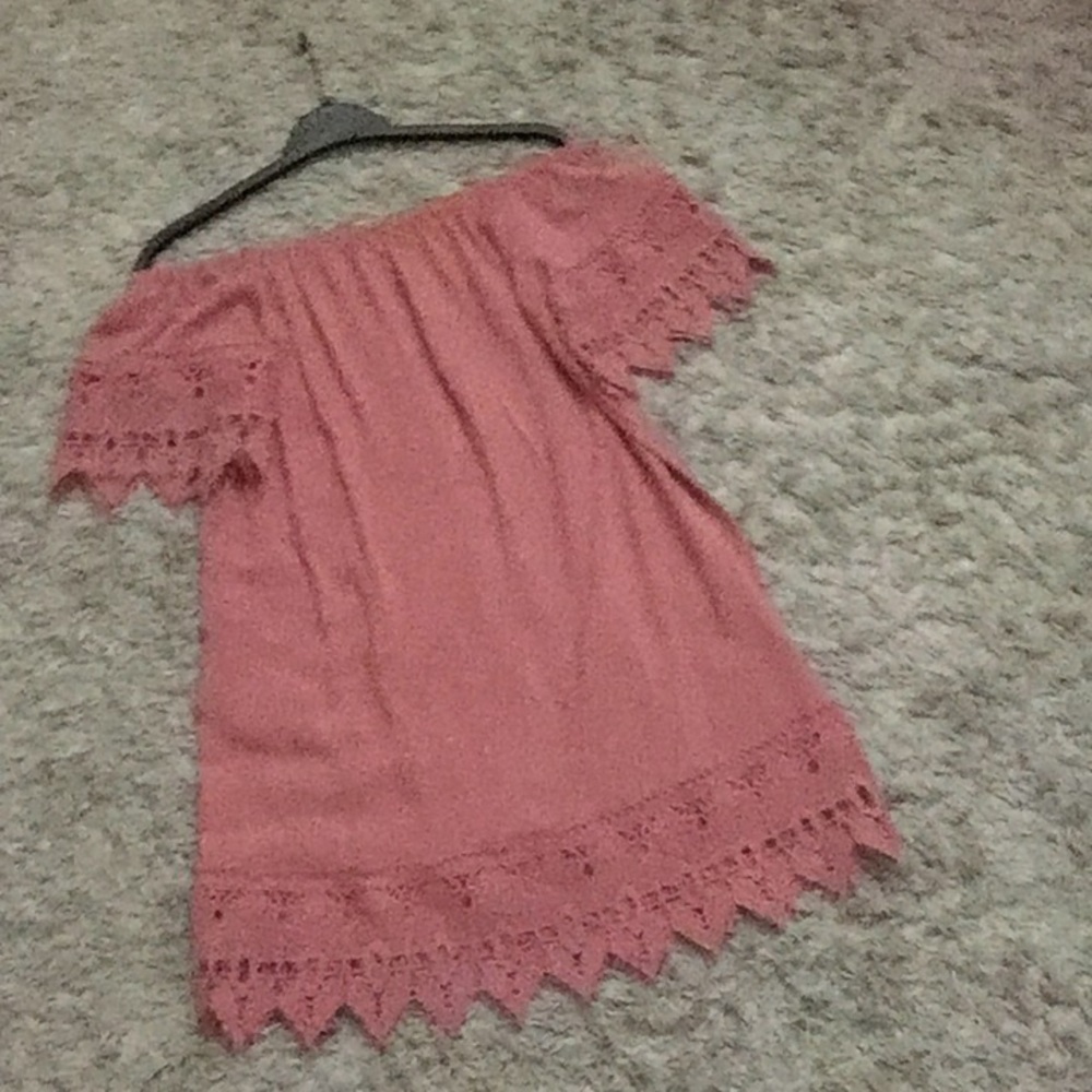 off shoulder pink dress